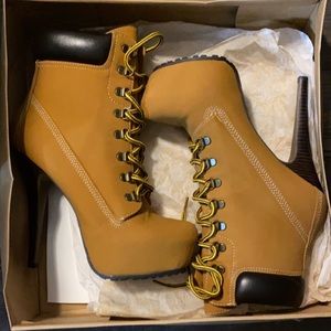 Stiletto Heels Lace-up Nubuck Ankle Boots